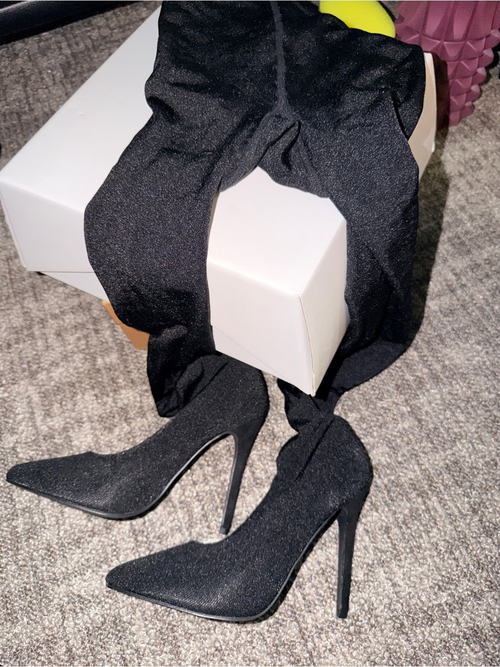 ShopAkira - Women's Black Stretch Legging Boots brand new size 8